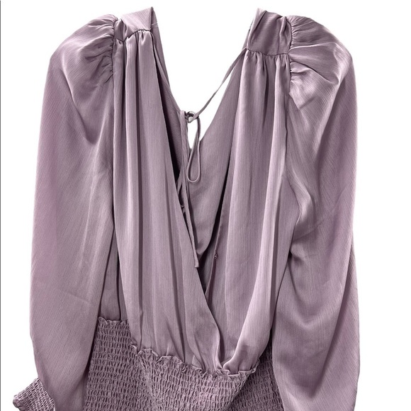 123. NWT Leyden Purple V neck Open Back Long Sleeve Blouse Size Large - Picture 4 of 7